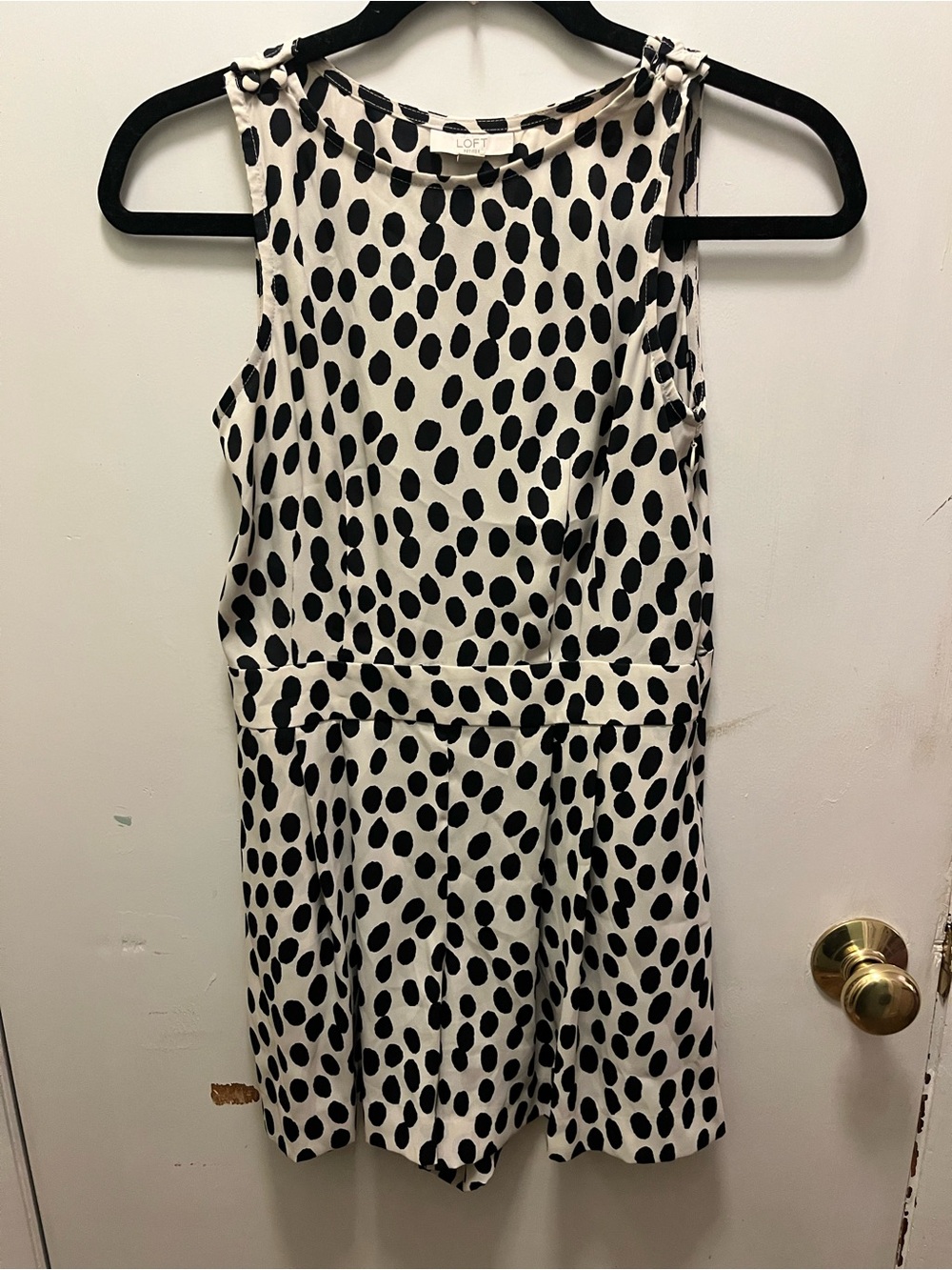 LOFT Black & White Polka Dot Sleeveless Romper